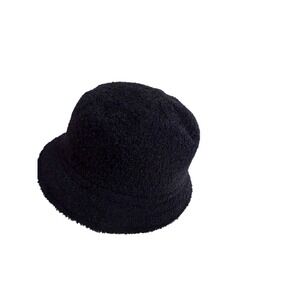 Kmart Chenille Bucket Hat OSFM Black Textured Soft Winter Women